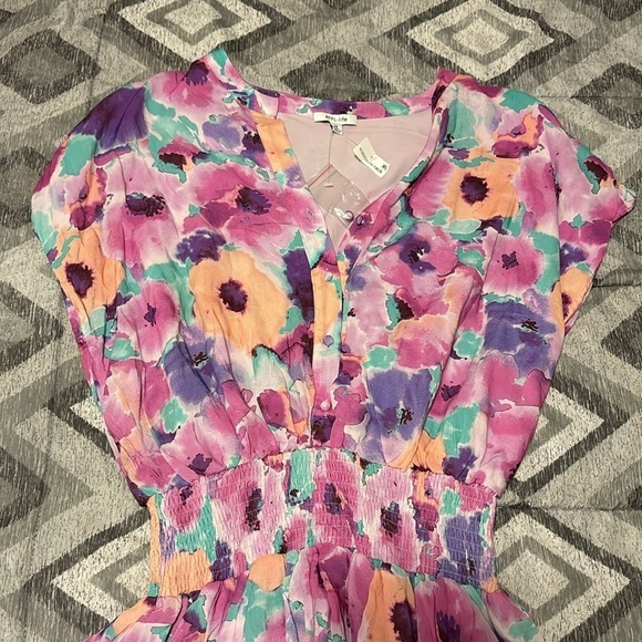 BTFL-life floral ruffled smocked mini dress - Picture 6 of 8